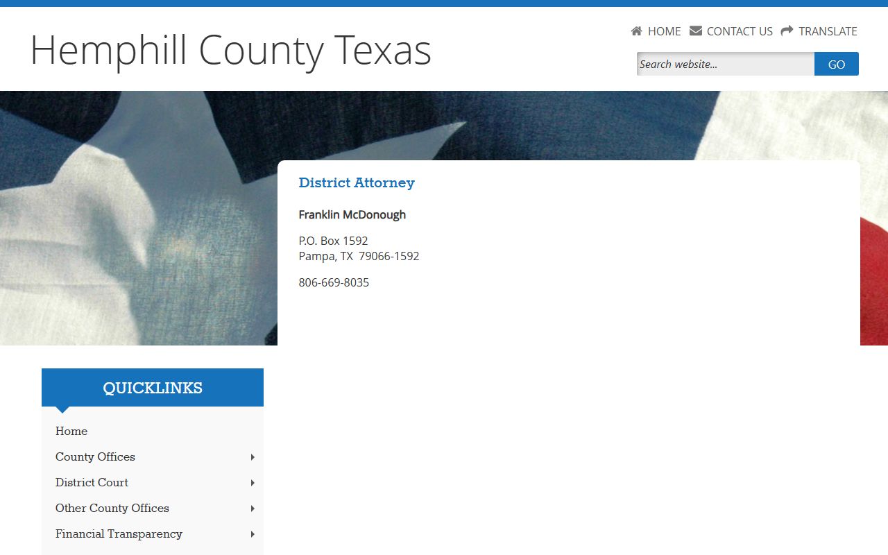 Hemphill County court records after arrest district attorney page